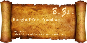 Berghoffer Zsombor névjegykártya